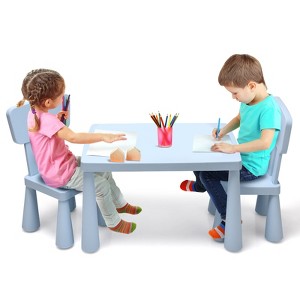 Tangkula Kids Table and 2 Chairs Set Children Play Activity Table Furniture Set Blue/Pink/White/Green - 1 of 4