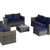 Outdoor Furniture Set, 5 Pcs Rattan Wicker Sofa Set with Tempered Glass Coffee Table, Armrest  Sofas with Cushions and Pillows-Coolbibila - 4 of 4