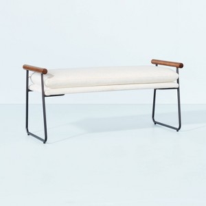 Cushioned Metal & Wood Bench - Cream/Black - Hearth & Hand™ with Magnolia - 1 of 4