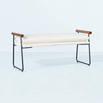 Cushioned Metal & Wood Bench - Cream/Black - Hearth & Hand™ with Magnolia