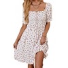 Women's Square Neck Short Sleeve Smocked Ruffled Hem Floral Midi Dress - 2 of 4