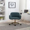 GlasFlength Task and Office Chairs Modern Teddy Fabric Adjustable Height Swivel Chair with Gold Base for Home Office, Green, 24.8"*22.8"*33.8" - 2 of 4