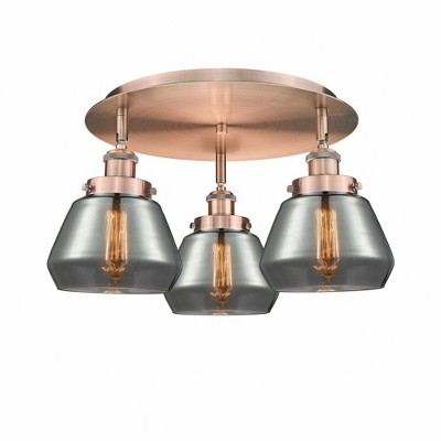 Fulton - 3 Light Flush Mount In Art Deco Style-8 Inches Tall and 18.25 Inches Wide