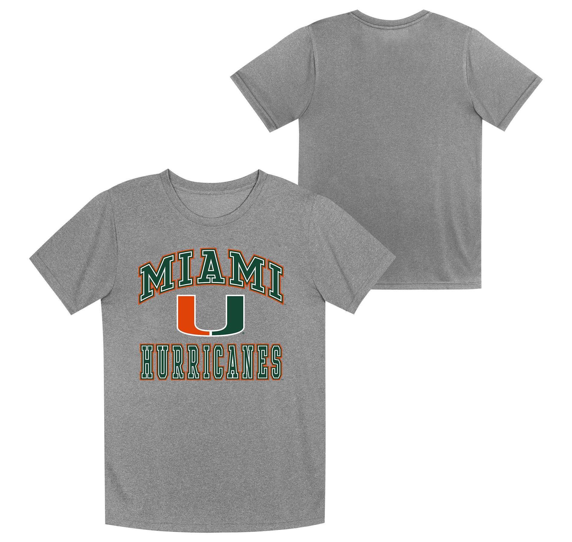 NCAA Miami Hurricanes Boys' Gray Poly T-Shirt