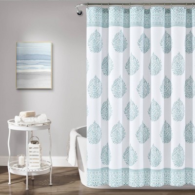 Teardrop Leaf Shower Curtain Blue - Lush Décor