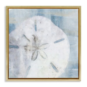 Stupell Industries Pastel Blue Sand Dollar Seashell Floating Frame Canvas Art - 1 of 4