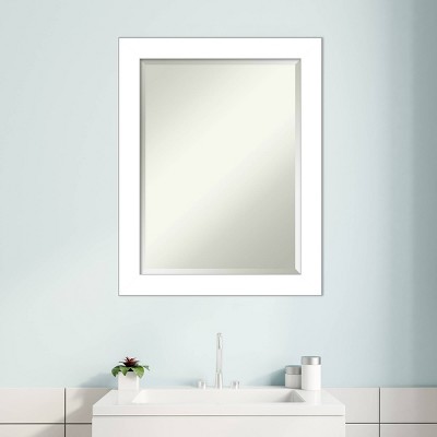 White Rectangular Framed Bathroom Vanity Mirror