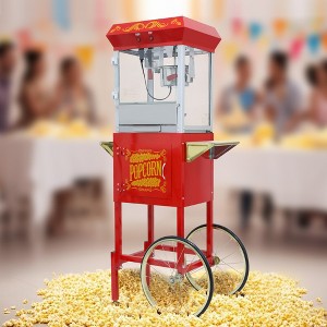 KWPZQEB Popcorn Machine with Cart, Stainless Steel Maker Machine with 2-Switch Design, 8/6 Oz Kettle Makes Up to 32/24 Cups, Events, Home Theater - 1 of 4
