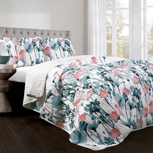 Blue Coral Zuri Floral Quilt Set Lush Decor Target