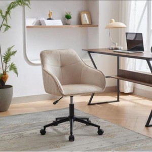 Velvet Upholstered,Adjustable Swivel Modern Office Desk Chair With Wheels For Living Room,Bedroom,Office,Vanity Chairs-Cuddlewood - 1 of 4
