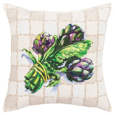 20"x20" Square Artichoke Print Throw Pillow Cover Purple - Rizzy Home