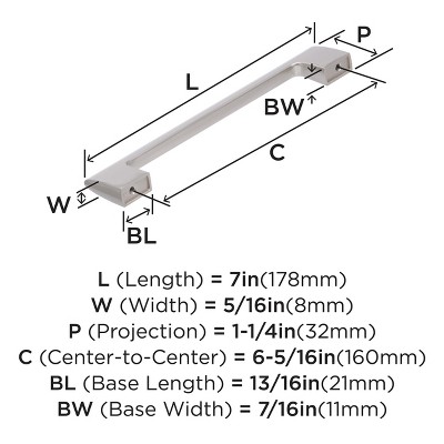 Satin Nickel 6-5/16" Modern Bar Cabinet Pull