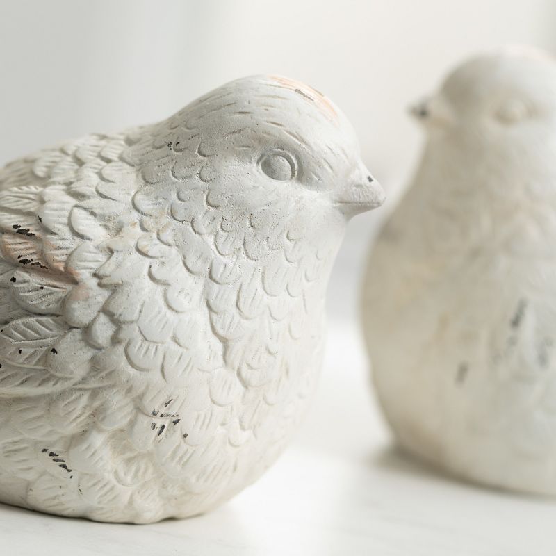 Sullivans Whitewashed Bird Figurine Set of 2, 5"H Off-White, 2 of 6