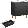 3 Drawer Dresser for Bedroom, Nightstand Chest of Drawers, Modern Wood Storage Dresser Organizer with Gold Metal Handles & Anti-Tipping Device - 2 of 4