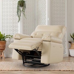 Oversized PU Leather Power Swivel Rocker Recliner Chair with Massage Function - 1 of 4