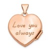 Black Bow Jewelry 14k Rose Gold 18mm Love You Always Scroll Heart Locket - 3 of 4
