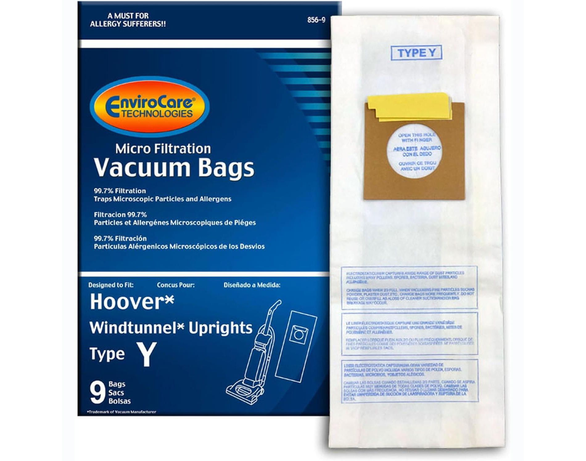 Hoover Vacuum Cleaners Using Type Y - Designed to fit Vacuum Bags for Nutone Vacuums using Type Y Vacuum Bag - 9 Bag Package