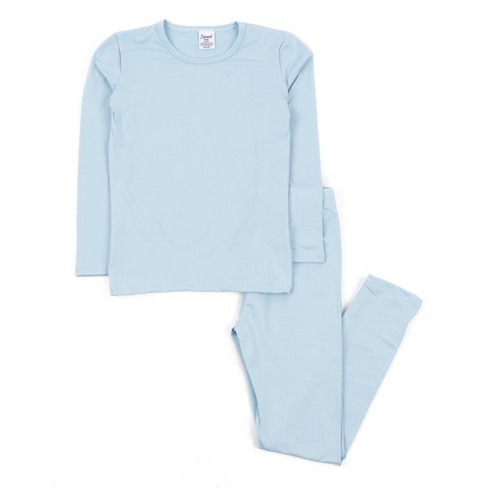 Leveret Kids Two Piece Thermal Pajamas Solid Light Blue 14 Year