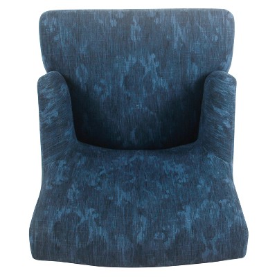Meredith Distressed Blue Patterned Parsons Side Chair with Wood Legs