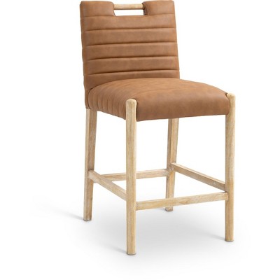 Meridian Furniture,Aimee Cognac Vegan Leather Counter Stool
