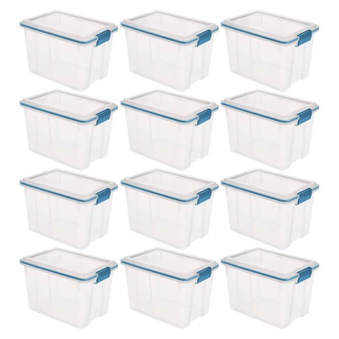 4 Pack Sterilite Clear Plastic Deep Storage Container Bin with Latching Lid 