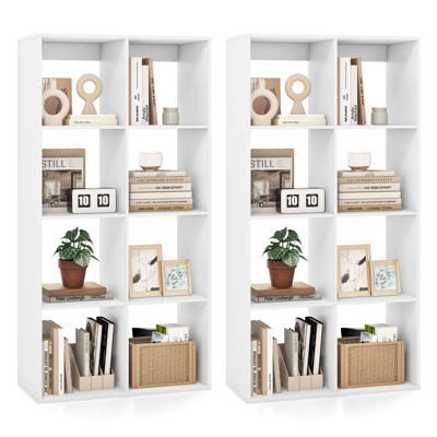 Tangkula 2PCS 8-Cube Bookcase Freestanding Cube Storage Organizer w/ Anti-Toppling Kits