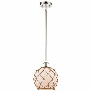 Farmhouse Rope - 1 Light Stem Hung Mini Pendant In Industrial Style-10 Inches Tall and 8 Inches Wide - 1 of 1