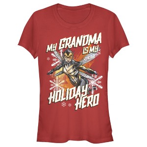 Juniors Womens Marvel Wasp Grandma Holiday Hero T-Shirt - 1 of 3