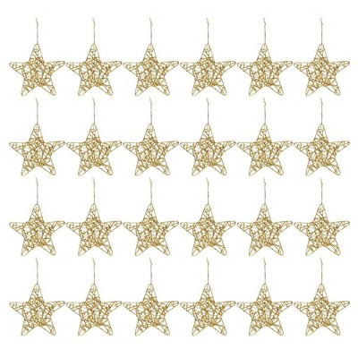 Juvale 24 Pack Bulk Christmas Star - Gold Ornaments, 6 Inches Gold Christmas Tree Decorations, for Hanging on Christmas Trees