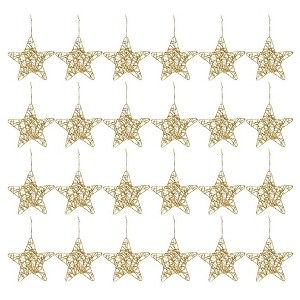 Juvale 24 Pack Bulk Christmas Star - Gold Ornaments, 6 Inches Gold Christmas Tree Decorations, for Hanging on Christmas Trees - 1 of 4