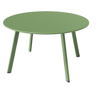 DOMETOUR 27.5 Inch Round Coffee Table Patio Side Table, Weather Resistant Outdoor Large Side Table, Green