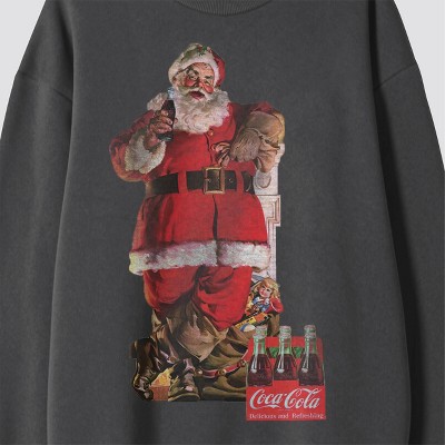 Men's Coca-Cola Santa Crewneck Graphic Sweatshirt - Dark Gray