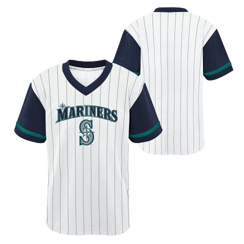 MLB Seattle Mariners Boys' White Pinstripe Pullover Jersey - S