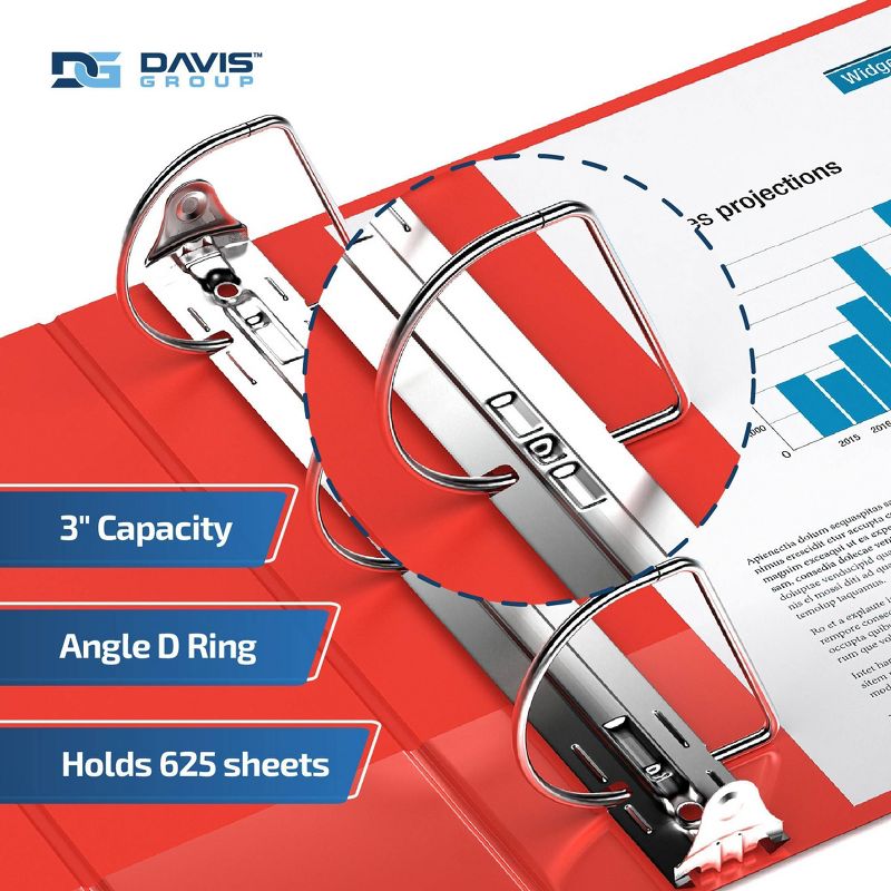 Davis Group 6pk 3&#34; Premium Economy Round Ring Binders Red, 3 of 9