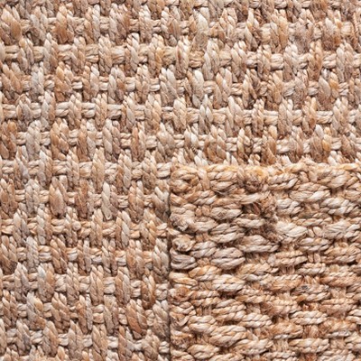 Hand-Knotted Geometric Square Wool Area Rug - 6' Natural
