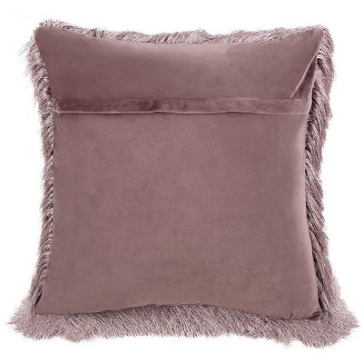 Lilac Shaggy Square Decorative Throw Pillow