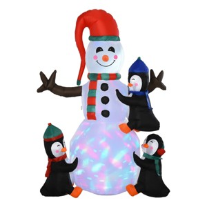ChicFurnit Inflatable Holiday Decorations 6FT Christmas Snowman with Penguins Inflatable Decoration for Holiday Yard, Multicolored, 55"*27.5"*70.8" - 1 of 4