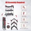 Foldable Utility Service Cart, 3-Shelf Heavy Duty Plastic Rolling Cart with Swivel Wheels and Ergonomic Handle for Garage, Warehouse, Home - 4 of 4