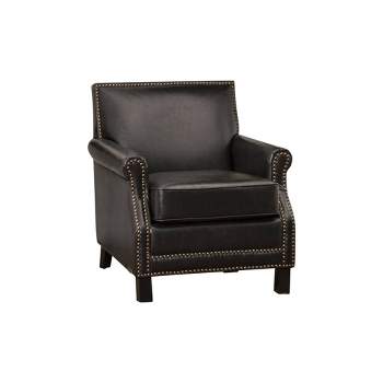 Adaline Antique Bonded Leather Club Chair Black - Abbyson Living