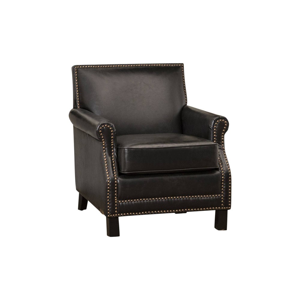 Adaline Antique Bonded Leather Club Chair Black - Abbyson Living -  87858147