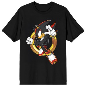 Sonic The Hedgehog Shadow Golden Ring Adult Black Crew Neck Short Sleeve T-shirt - 1 of 3