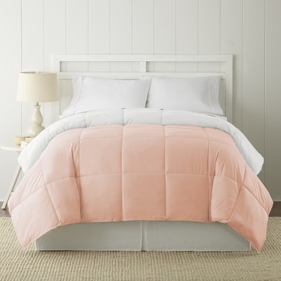 Blush and White Reversible Microfiber Full Comforter Set