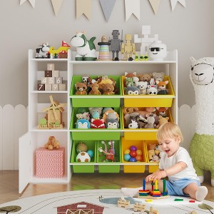 Kids Toy Organizer with 8 Removable Bins, Large Toy Box & Bookshelf Combo for Bedroom, Nursery, Classroom for Toys Books - 1 of 4