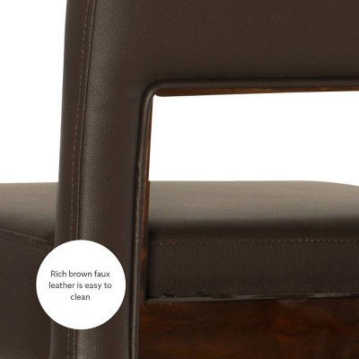 Espresso Brown 30" Wood Bar Stool with Faux Leather
