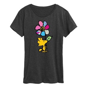 Women's - Peanuts - Woodstock With Flower And Pattern Short Sleeve Graphic T-Shirt - 1 of 4