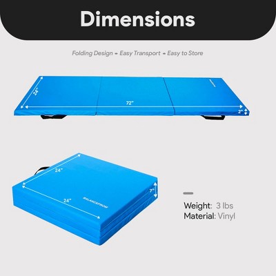 Blue 72-Inch Folding Exercise Mat with Handles