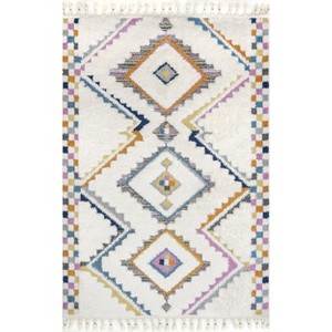 Nuloom Lilou Moroccan 5x8 Indoor Area Rug for Living Room Bedroom Dining Room Nursery, Beige/Ivory - 1 of 4