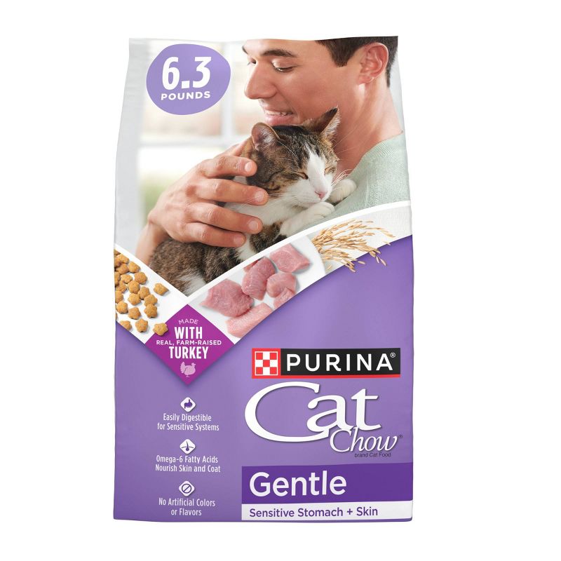 Purina Cat Chow Sensitive Skin and Stomach Turkey Flavor Dry Cat Food - 6.3 lbs, 1 of 11
