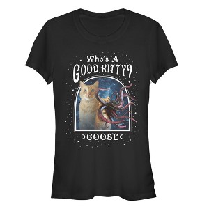 Juniors Womens Marvel Captain Marvel Good Goose Cat T-Shirt - 1 of 3