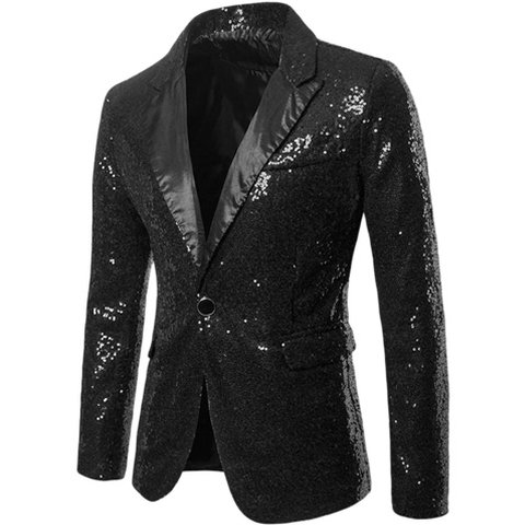 Мужские пиджаки INSPIRE CHIC Men's Peak Lapel Color Block Shiny Sparkle Sequin Blazer White Large